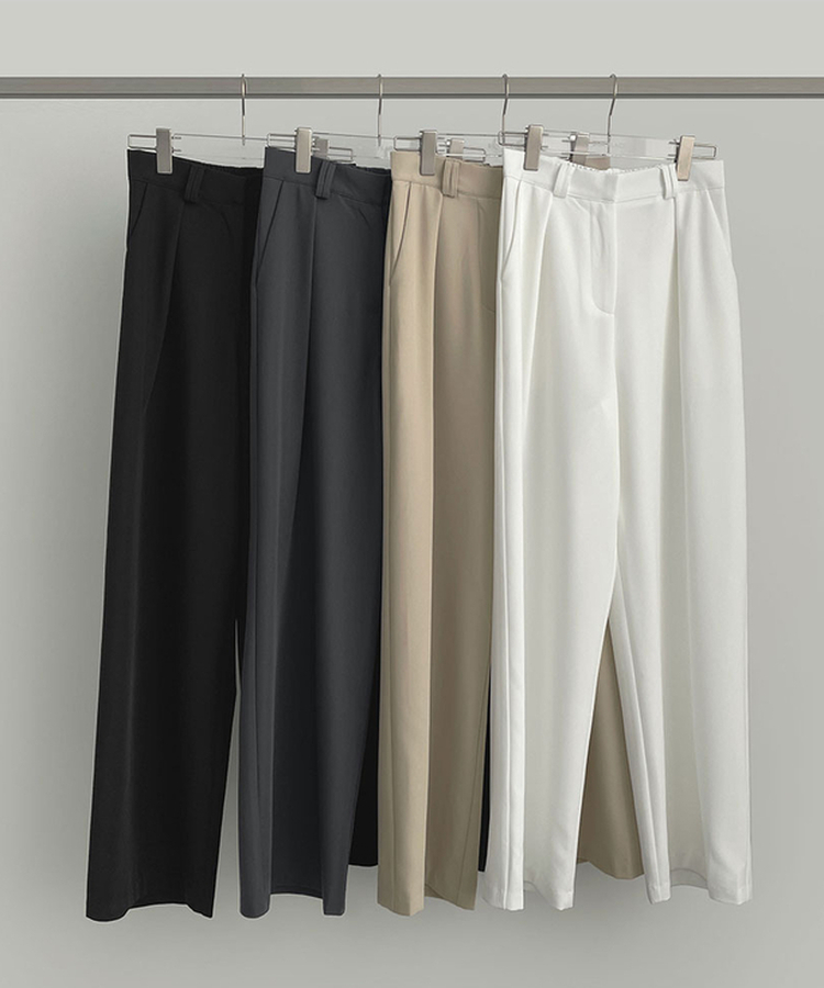 プリーツワイドバンドスラックス