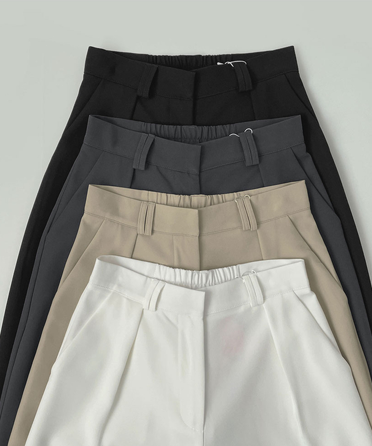 プリーツワイドバンドスラックス