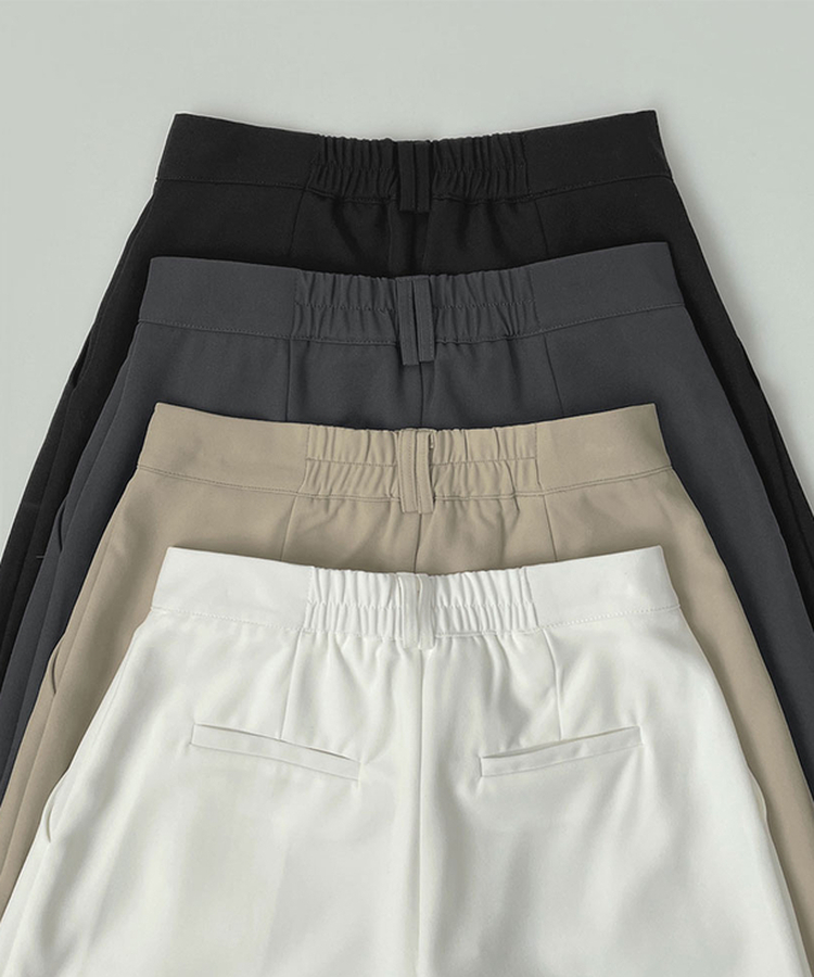 プリーツワイドバンドスラックス