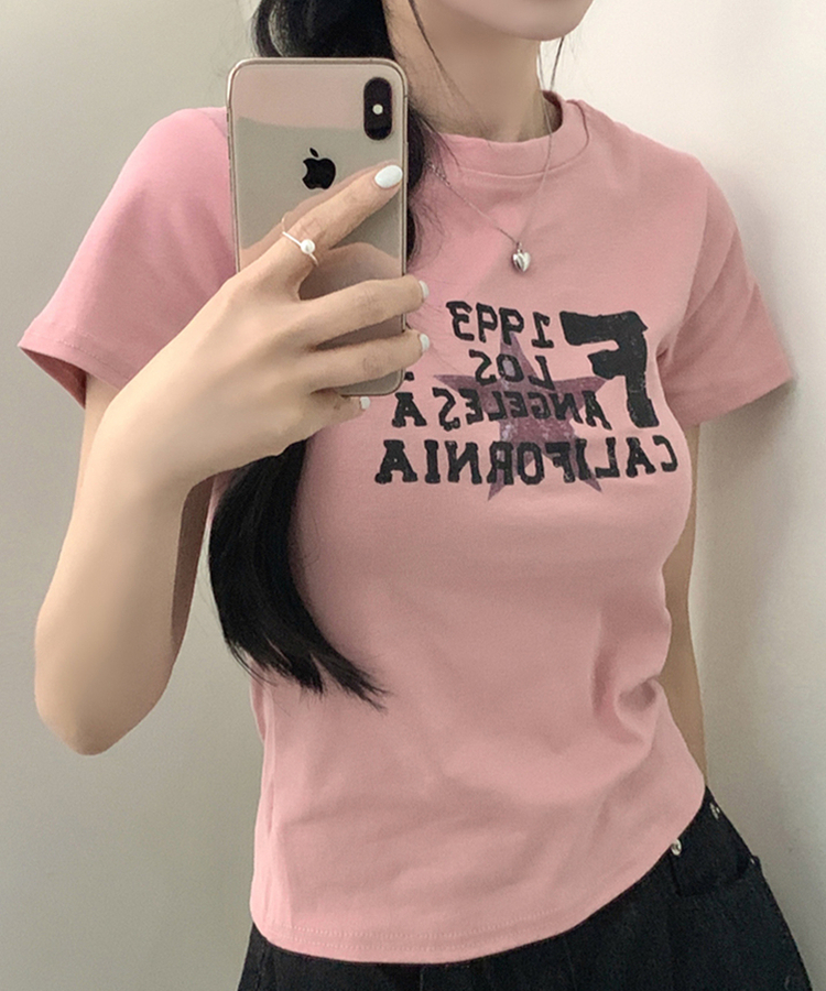 スターレタリング半袖Tシャツ PINK