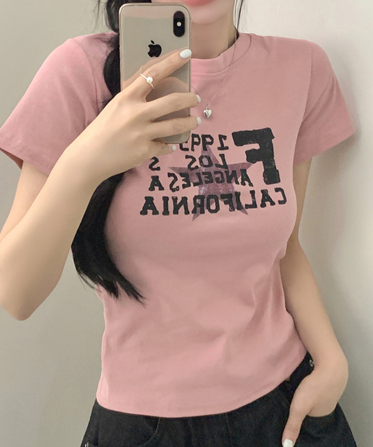 スターレタリング半袖Tシャツ PINK