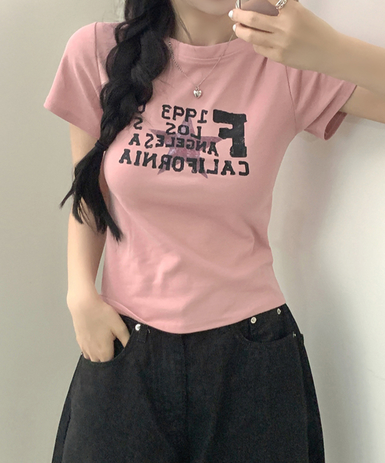 スターレタリング半袖Tシャツ PINK