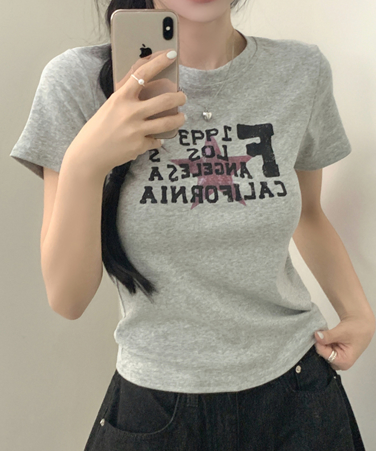 スターレタリング半袖Tシャツ GREY