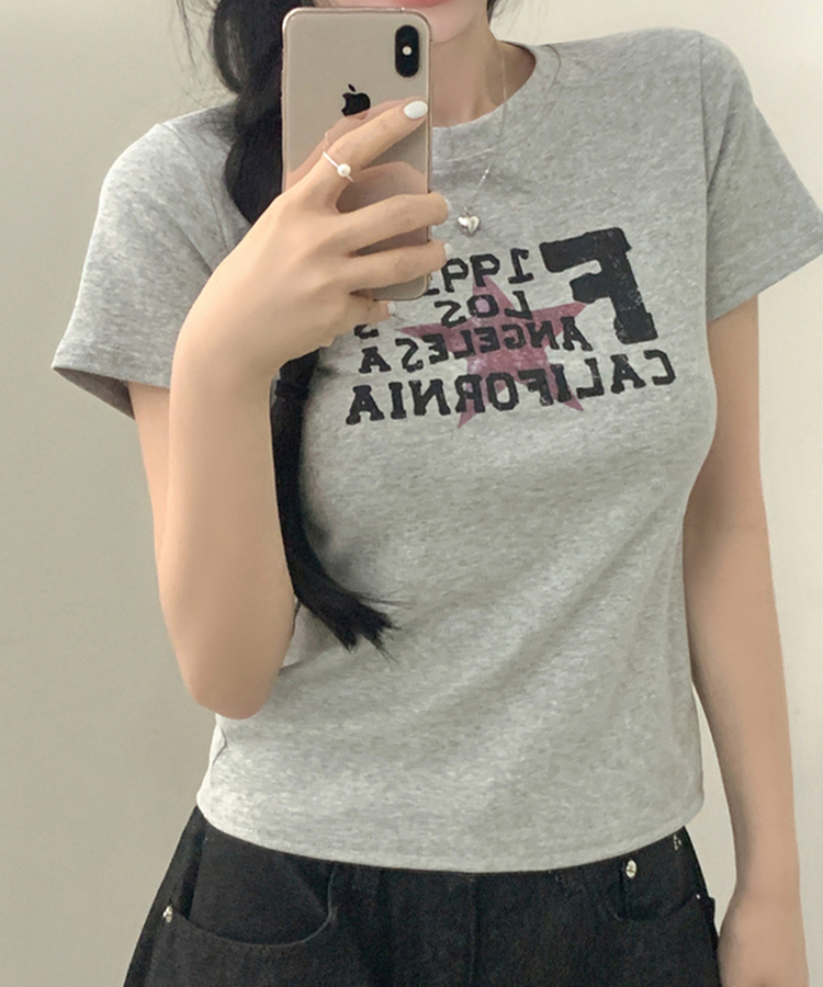 スターレタリング半袖Tシャツ GREY