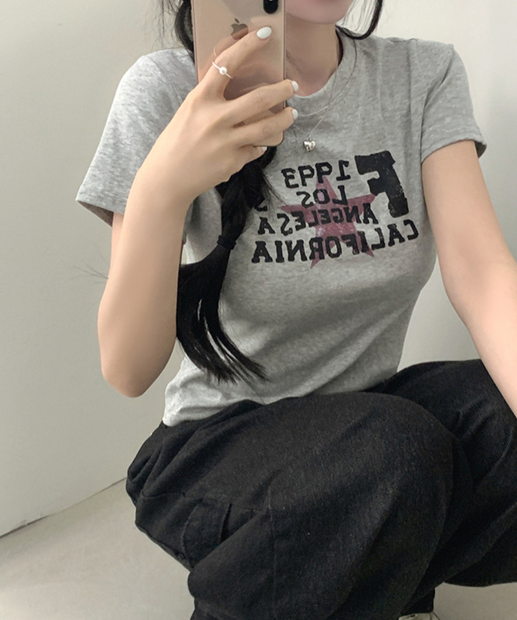 スターレタリング半袖Tシャツ GREY