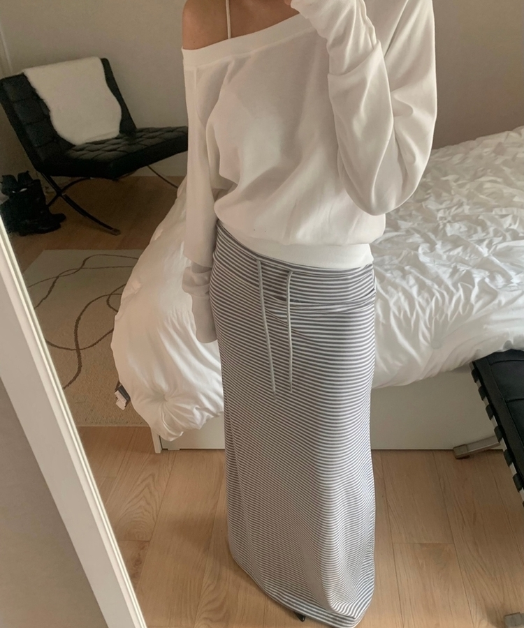 ストライプマキシロングスカート(5color) MELANGE