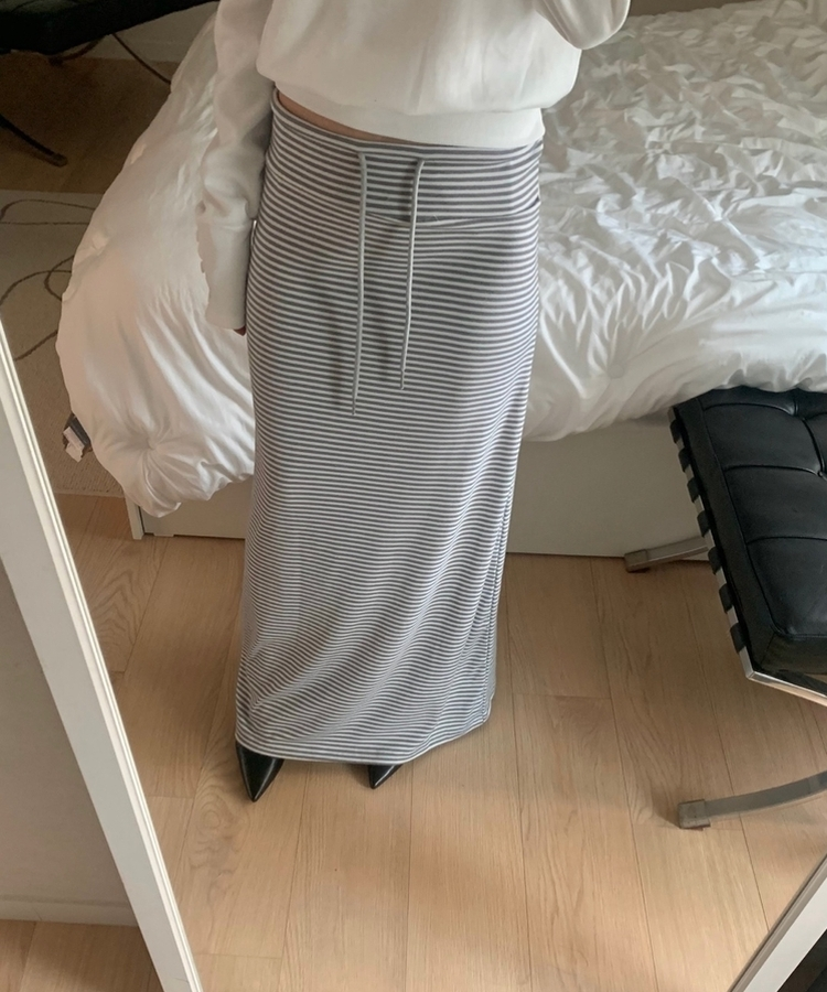 ストライプマキシロングスカート(5color) MELANGE
