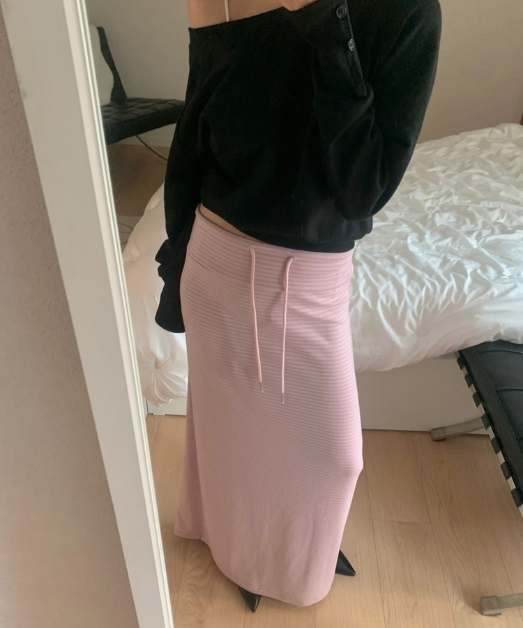 ストライプマキシロングスカート(5color) PINK