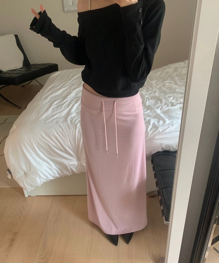 ストライプマキシロングスカート(5color) PINK