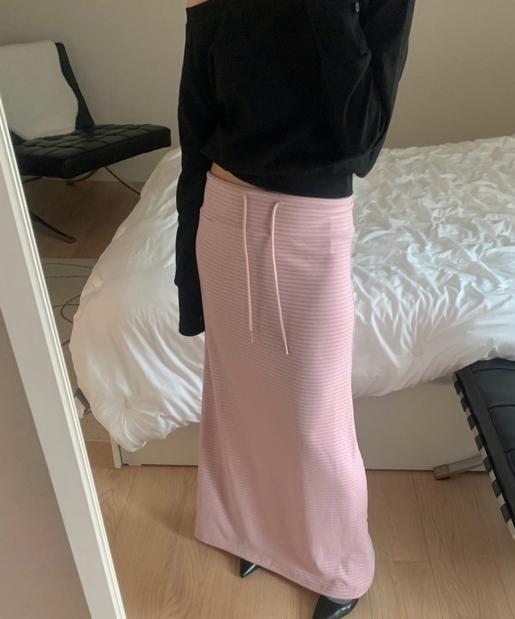ストライプマキシロングスカート(5color) PINK