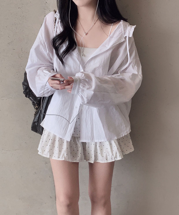 딱 예쁜 핏에 도트 포인트캘리 도트 캉캉 미니 스커트 아이보리