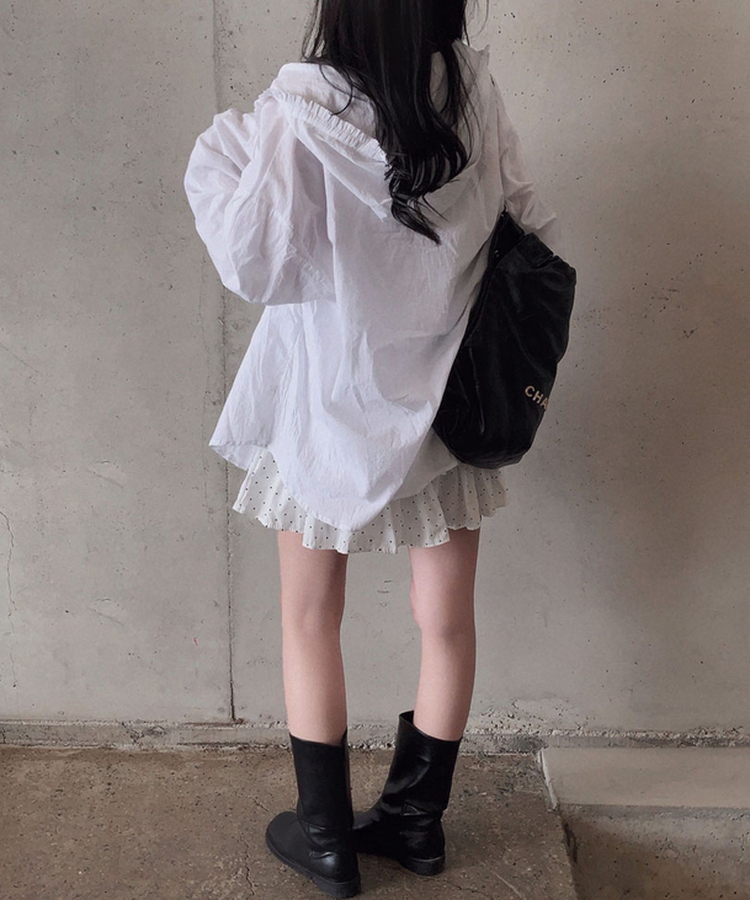 딱 예쁜 핏에 도트 포인트캘리 도트 캉캉 미니 스커트 아이보리