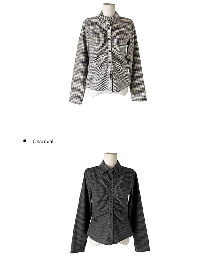 チェックシャーリングカラーシャツ