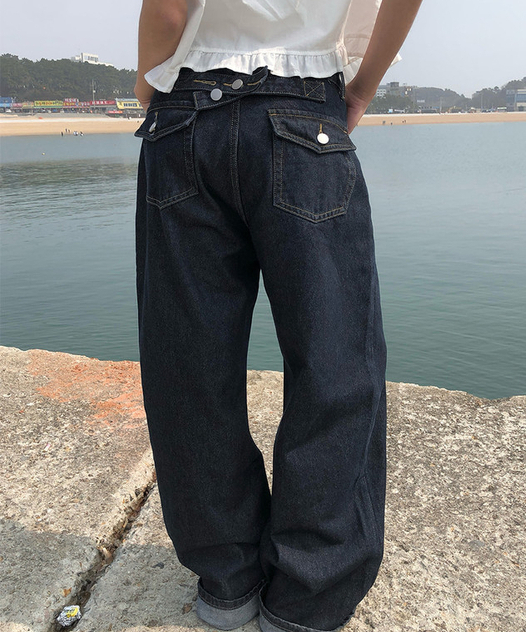 【丈別】ポケットワイドデニムパンツ MID DENIM