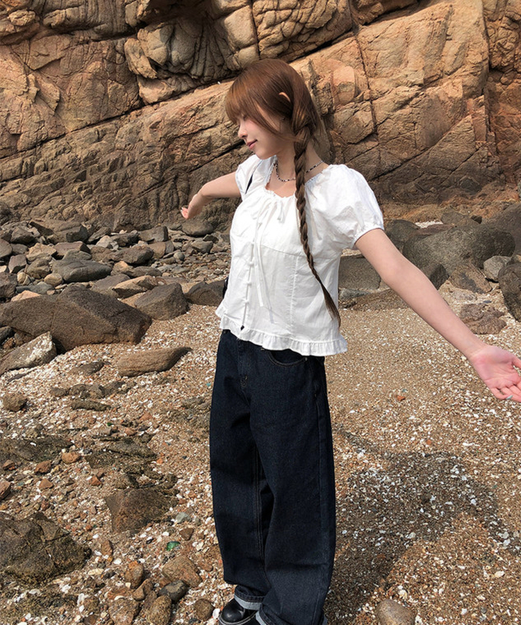 【丈別】ポケットワイドデニムパンツ MID DENIM