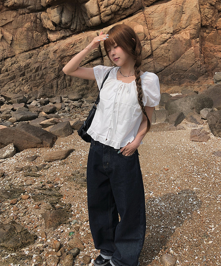 【丈別】ポケットワイドデニムパンツ MID DENIM