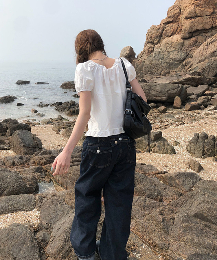 【丈別】ポケットワイドデニムパンツ MID DENIM