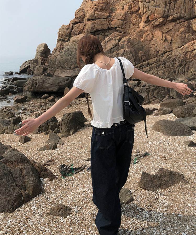 【丈別】ポケットワイドデニムパンツ MID DENIM