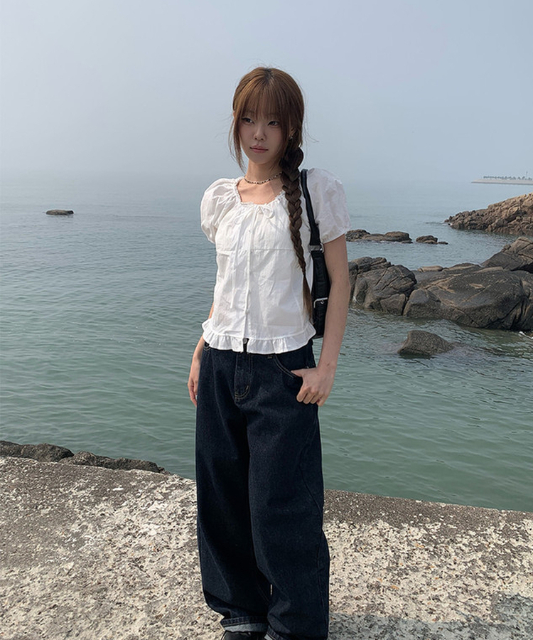 【丈別】ポケットワイドデニムパンツ MID DENIM