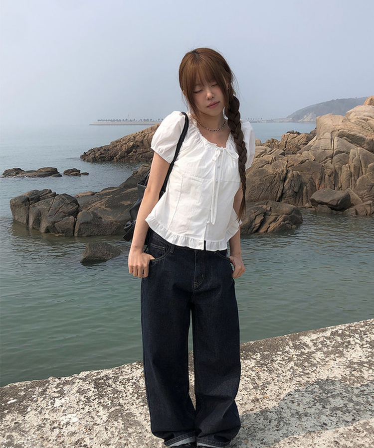 【丈別】ポケットワイドデニムパンツ MID DENIM