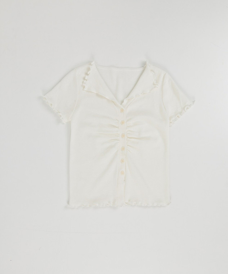 シアリング半袖ボタントップス