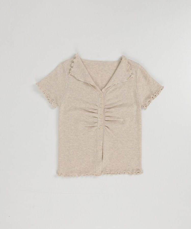 シアリング半袖ボタントップス