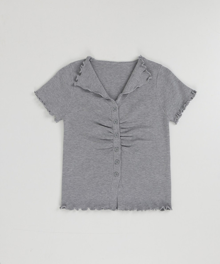 シアリング半袖ボタントップス