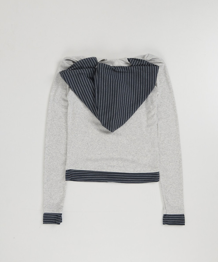 フードボーダーレイヤードトップス