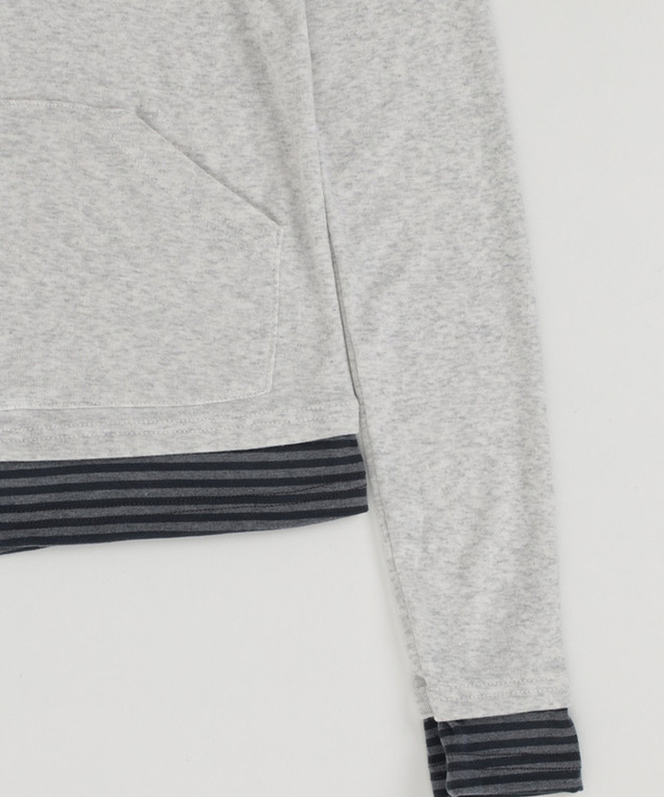 フードボーダーレイヤードトップス