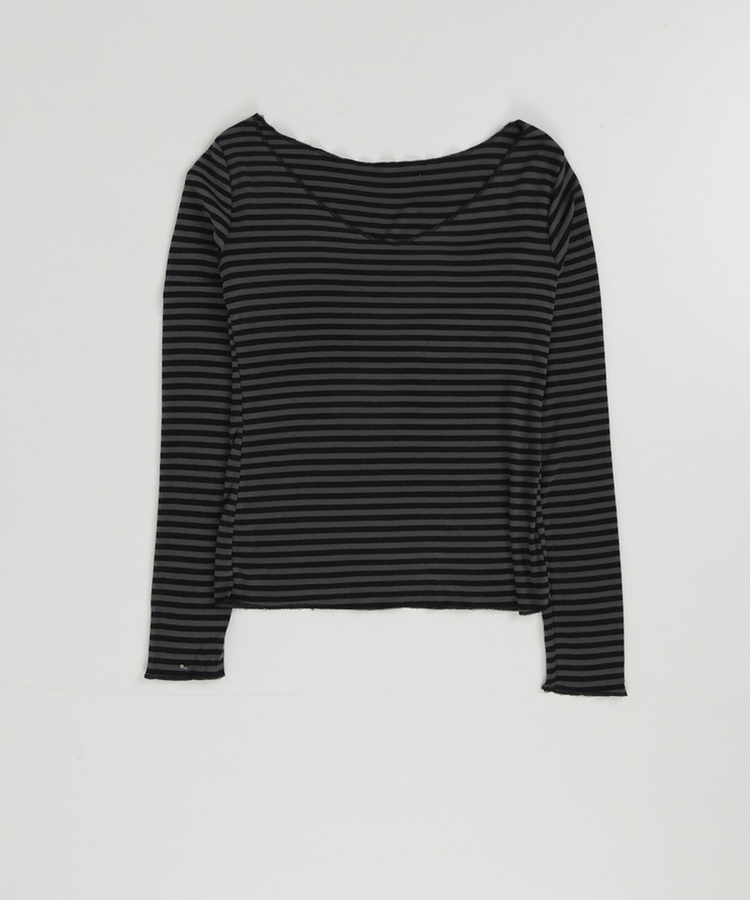 オフショルボーダースリムトップス