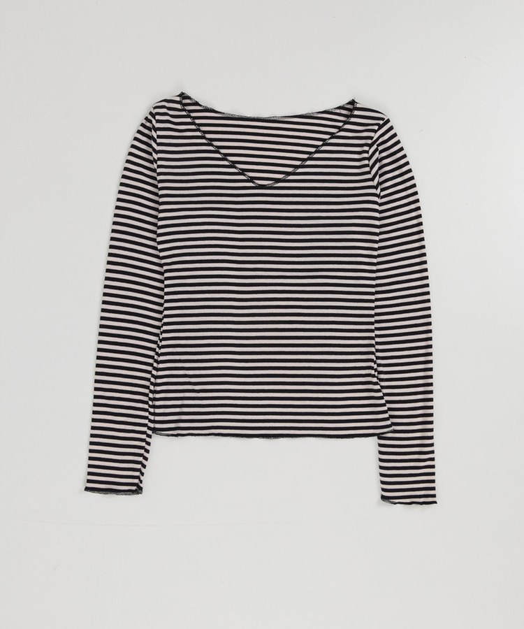 オフショルボーダースリムトップス