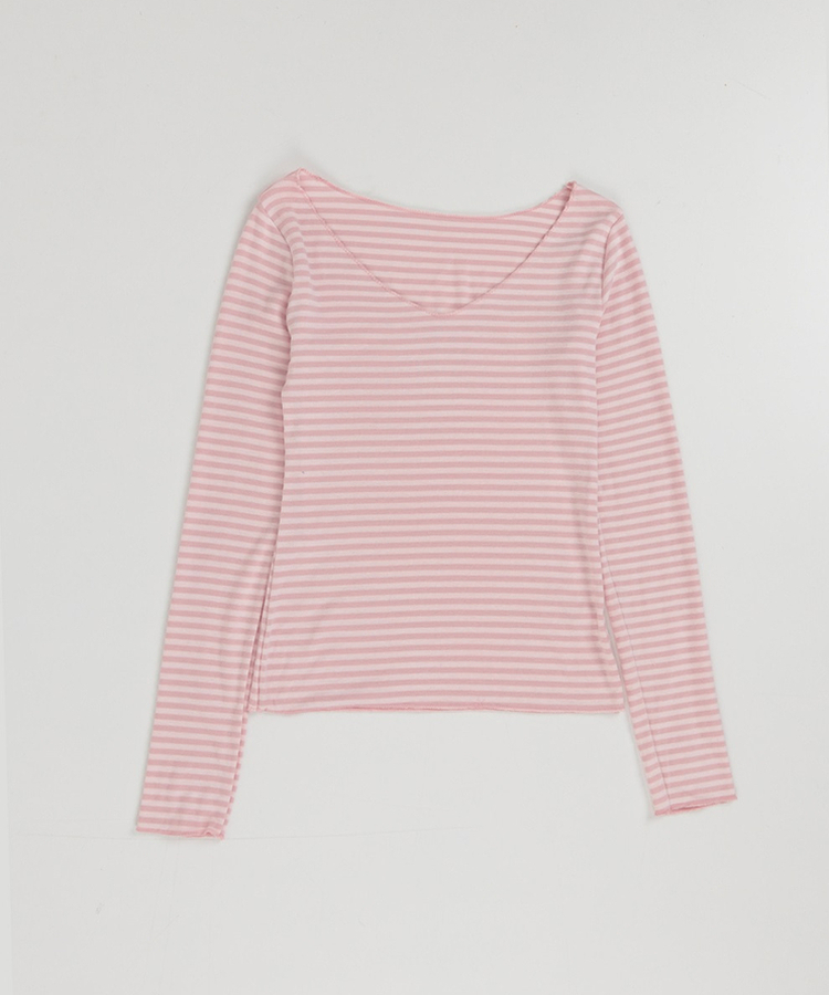 オフショルボーダースリムトップス