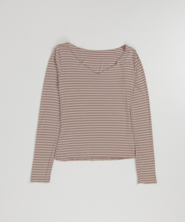 オフショルボーダースリムトップス