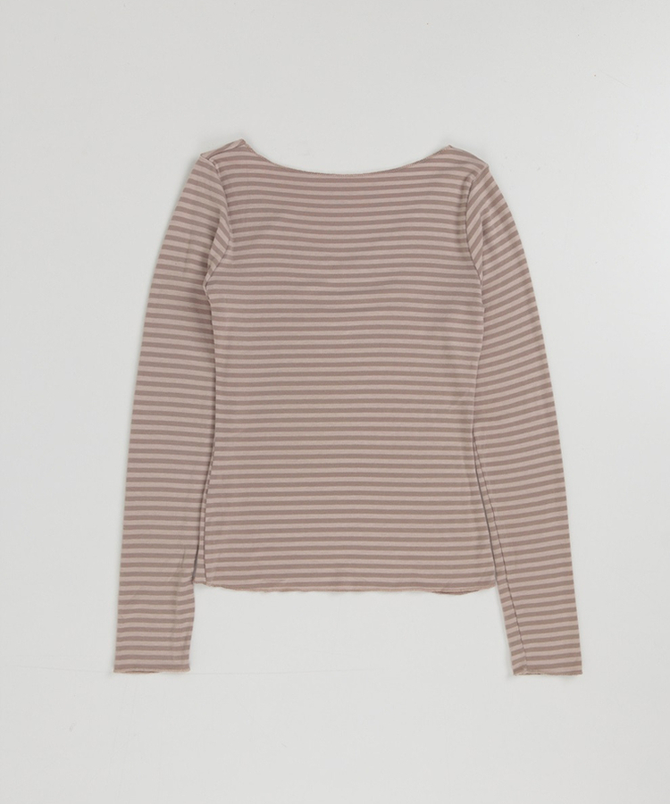 オフショルボーダースリムトップス