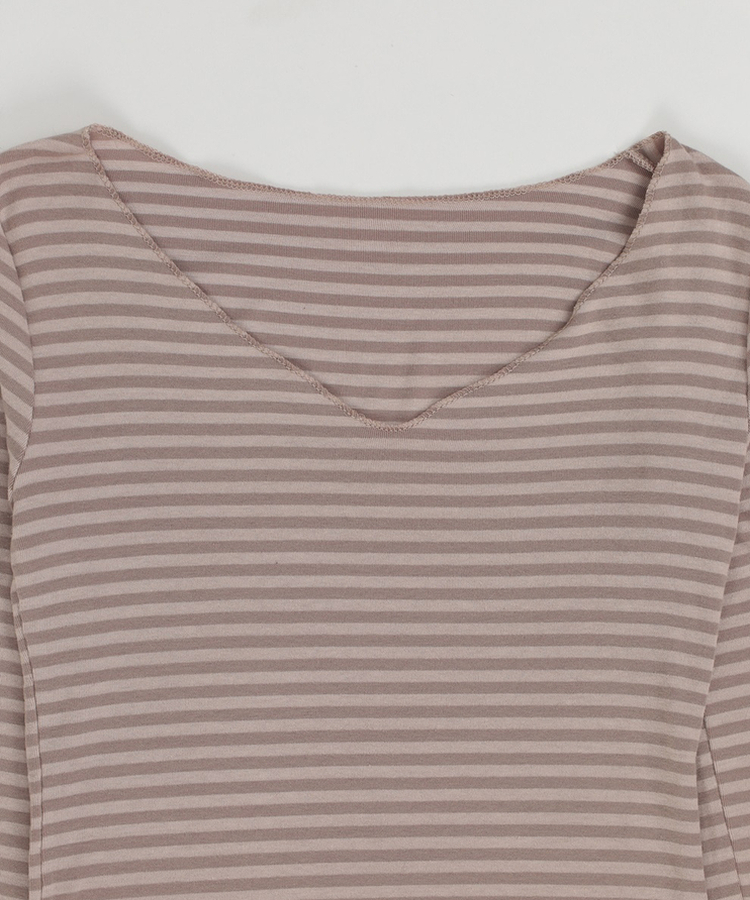 オフショルボーダースリムトップス