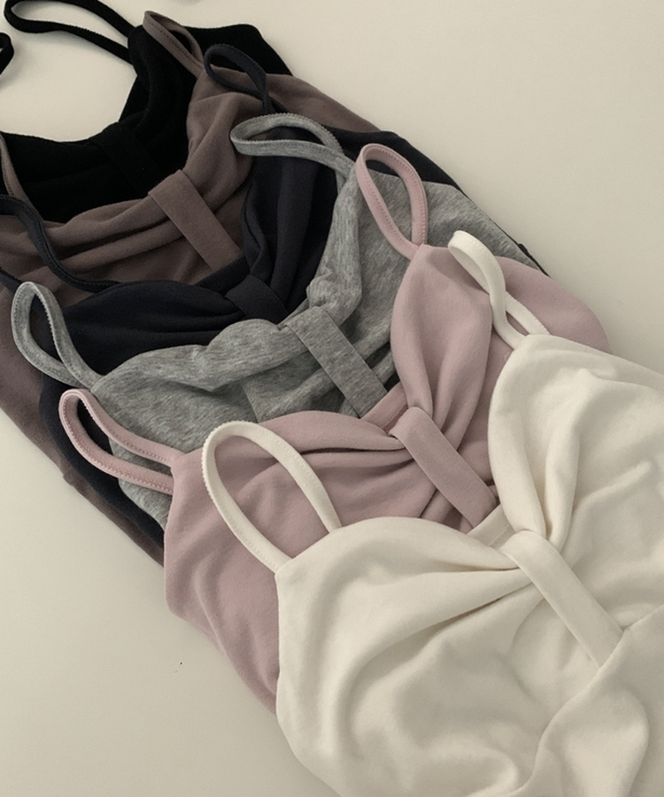 リボンスリーブレスキャミソール(6color)