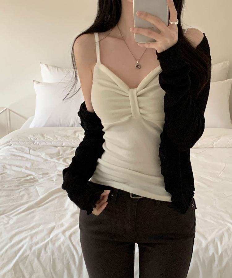 リボンスリーブレスキャミソール(6color) IVORY