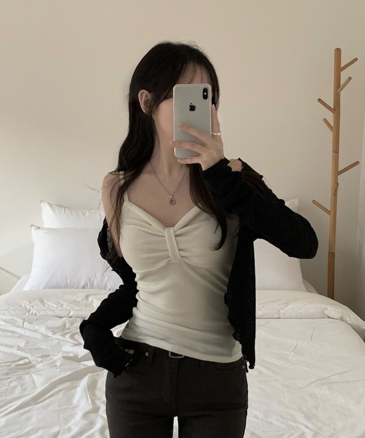 リボンスリーブレスキャミソール(6color) IVORY