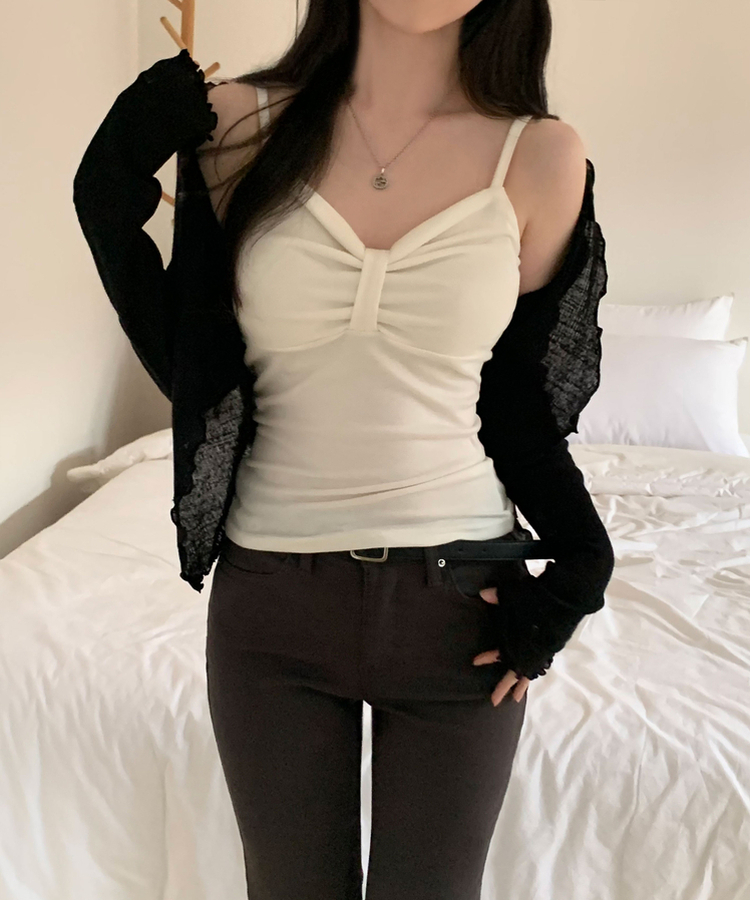 リボンスリーブレスキャミソール(6color) IVORY