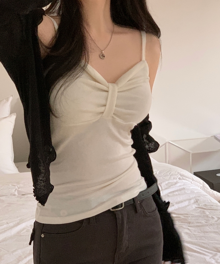 リボンスリーブレスキャミソール(6color) IVORY