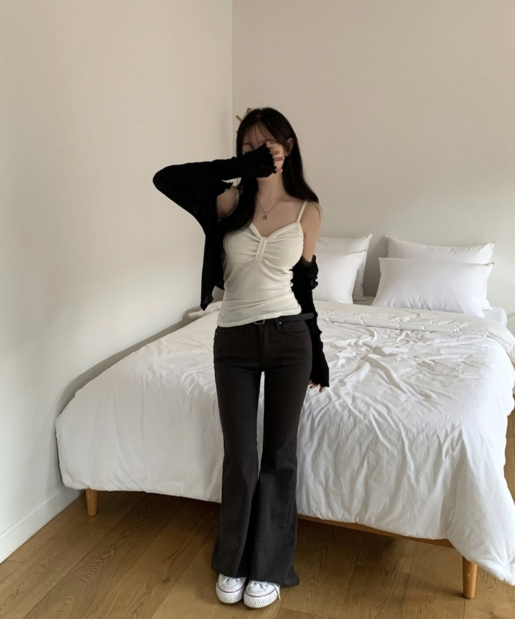 リボンスリーブレスキャミソール(6color) IVORY