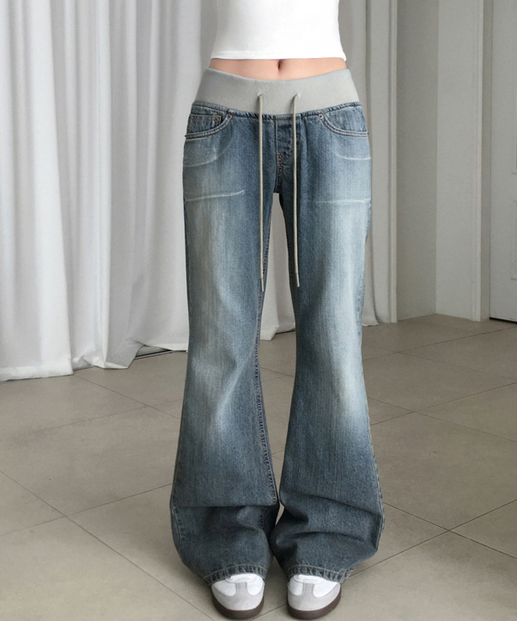 ロウブーツカットデニムパンツ MID DENIM