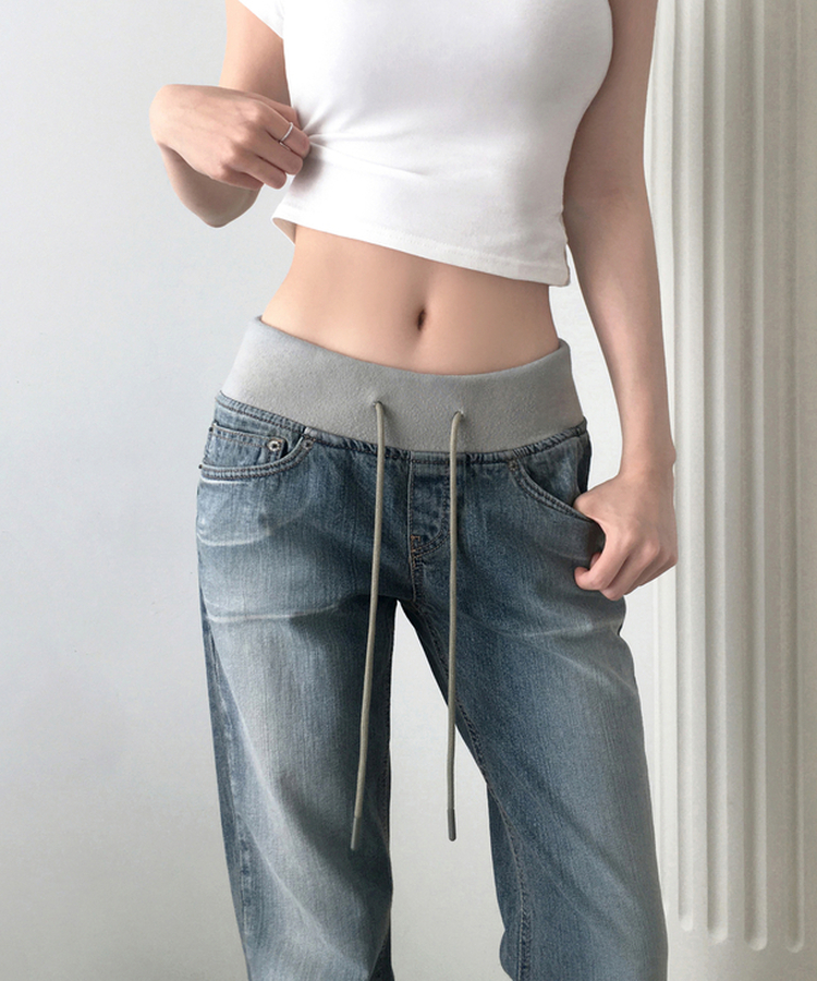 ロウブーツカットデニムパンツ MID DENIM