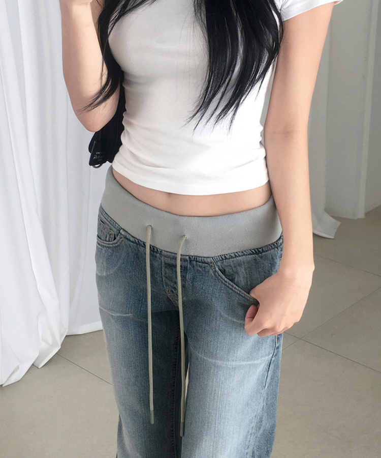 ロウブーツカットデニムパンツ MID DENIM