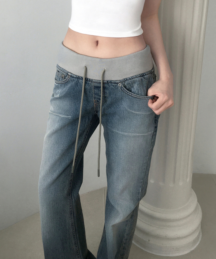 ロウブーツカットデニムパンツ MID DENIM