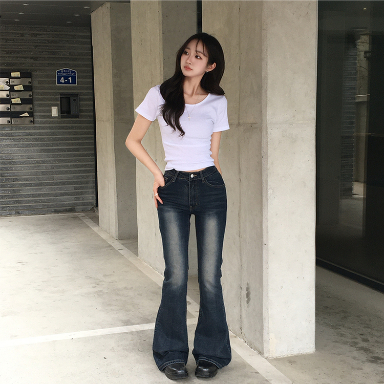 【丈別】ウォッシュドブーツカットデニムパンツ DEEP DENIM
