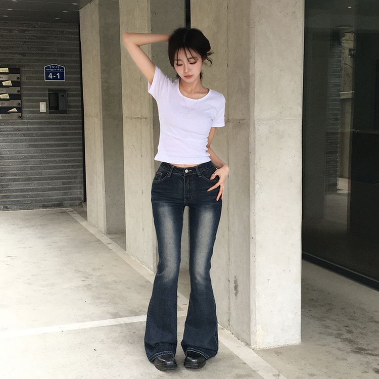 【丈別】ウォッシュドブーツカットデニムパンツ DEEP DENIM
