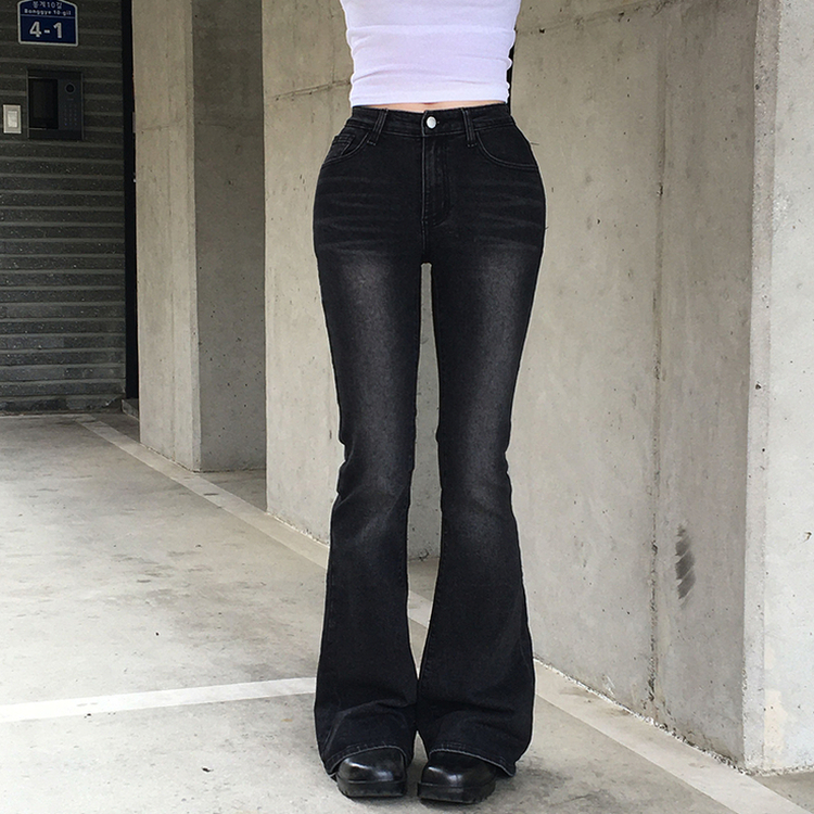 【丈別】ウォッシュドブーツカットデニムパンツ BLACK DENIM
