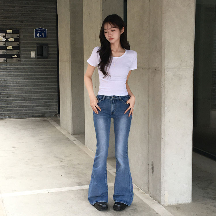 【丈別】ウォッシュドブーツカットデニムパンツ VINTAGE LIGHT BLUE