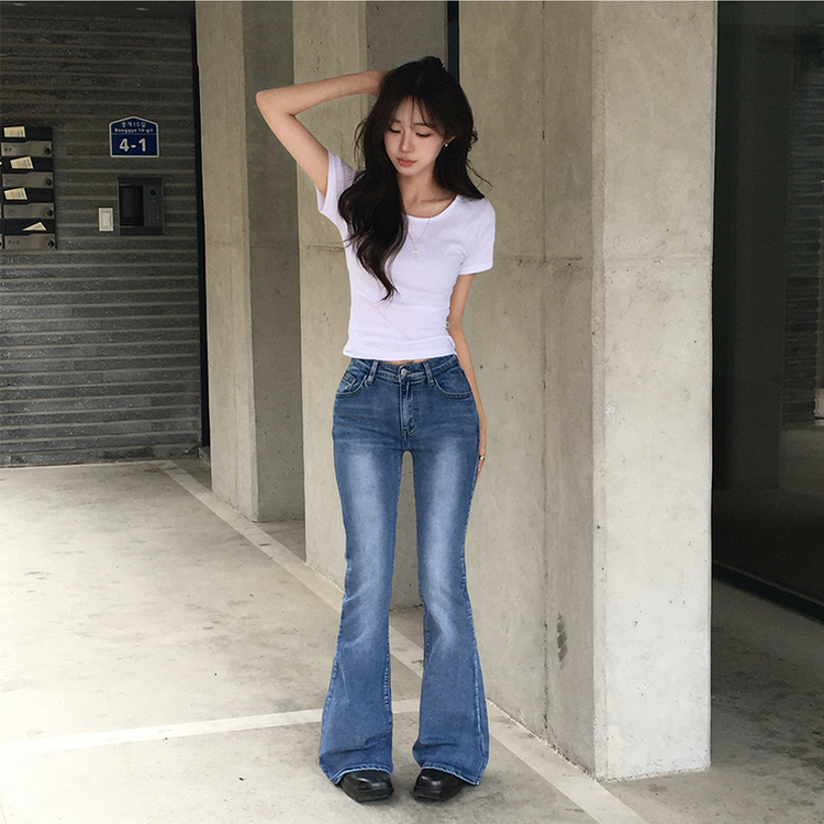 【丈別】ウォッシュドブーツカットデニムパンツ VINTAGE LIGHT BLUE